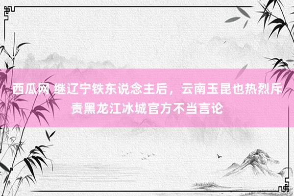 西瓜网 继辽宁铁东说念主后，云南玉昆也热烈斥责黑龙江冰城官方不当言论