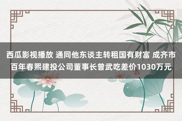 西瓜影视播放 通同他东谈主转租国有财富 成齐市百年春熙建投公司董事长曾武吃差价1030万元