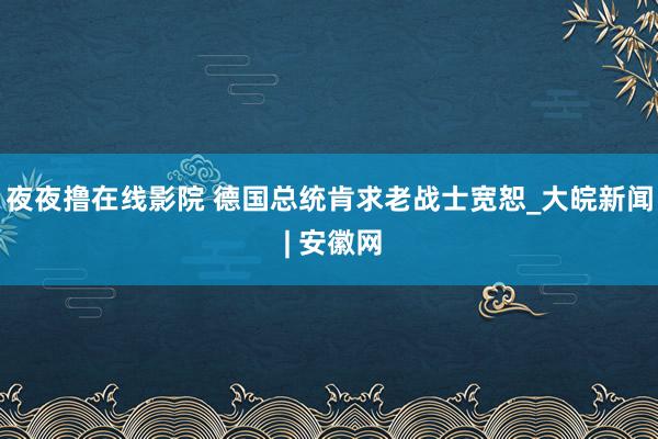 夜夜撸在线影院 德国总统肯求老战士宽恕_大皖新闻 | 安徽网