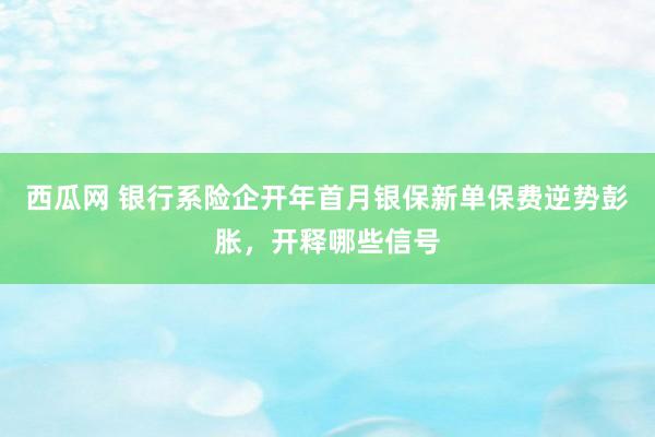 西瓜网 银行系险企开年首月银保新单保费逆势彭胀，开释哪些信号