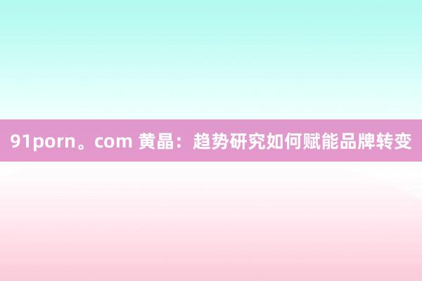 91porn。com 黄晶：趋势研究如何赋能品牌转变