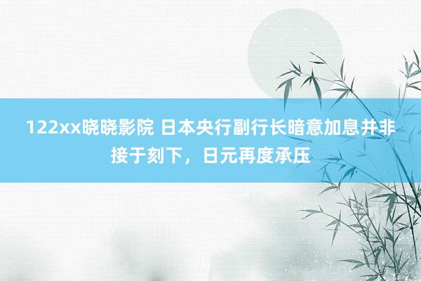 122xx晓晓影院 日本央行副行长暗意加息并非接于刻下，日元再度承压