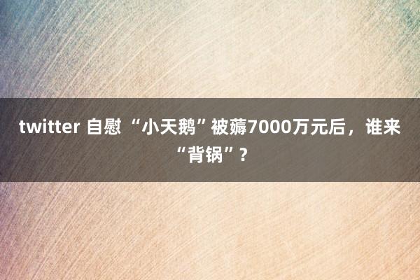 twitter 自慰 “小天鹅”被薅7000万元后，谁来“背锅”？